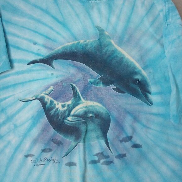 Vintage Dolphins Ocean Tie Dye T-Shirt - Picture 1 of 9